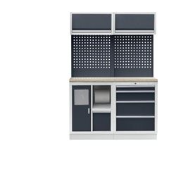 Werkstattschranksystem mit Abfall- und Reinigungs-Center, BxT 1360 x 460 mm, lichtgrau / anthrazitgr