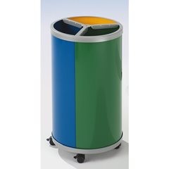 Wertstoffsammler, rund, Volumen 3 x 30 l, HxØ 720 x 420 mm, gelb, blau, rot.