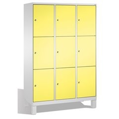 EVOLO Fächerschrank, mit Füßen, 3 Abteile, je 3 Fächer, Abteilbreite 400 mm, lic