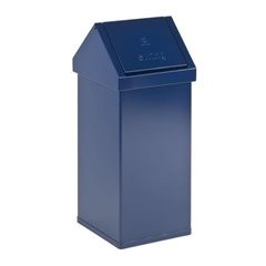 Abfallbehälter, Aluminium, mit Schwingdeckel, Volumen 55 l, BxHxT 300 x 770 x 300 mm, blau.