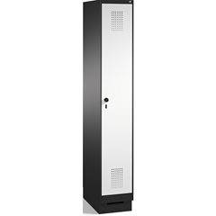 EVOLO Garderobenschrank, mit Sockel, 1 Abteil, Abteilbreite 300 mm, schwarzgrau