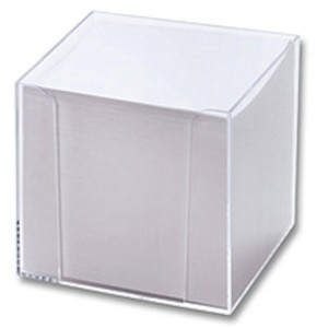 Zettelbox, gefüllt, 95x95x95mm, farblos, transparent, Inhalt: weiß