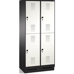 EVOLO Garderobenschrank, doppelstöckig, mit Sockel, 2 Abteile, je 2 Fächer, Abte
