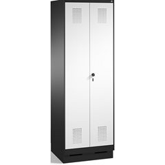 EVOLO Raumpflege-/Geräteschrank, verkürzte Trennwand, 6 Haken, Abteile 2 x 300 m