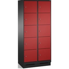 EVOLO Fächerschrank, mit Sockel, 2 Abteile, je 5 Fächer, Abteilbreite 400 mm, sc