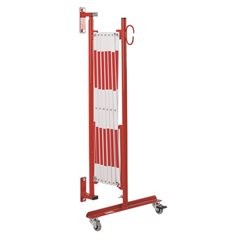 Scherengitter, Wandhalterung, 2 Rollen, gelb / schwarz, Länge max. 3600 mm.