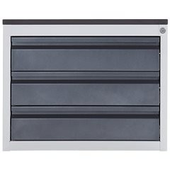 Schubladenschrank mit Teleskopführungen, Höhe 460 mm, Schubladen 3 x 120 mm, lichtgrau / enzianblau,