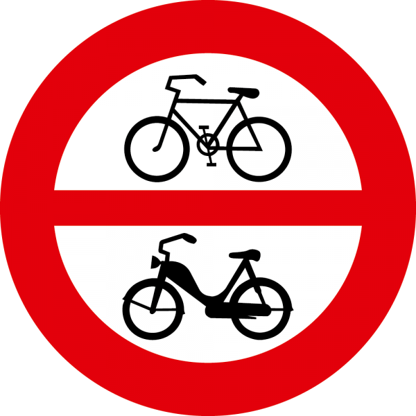 §52/8a Fahrverbot für Fahrräder und Motorfahrräder flach Scotchlite Typ1 | Flach