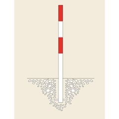 Sperrpfosten Morion, zum Einbetonieren, Ø 60 mm, schwarz-gelb lackiert, 2 Ösen.