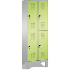 EVOLO Garderobenschrank, doppelstöckig, mit Füßen, 2 Abteile, je 2 Fächer, Abtei