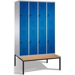 EVOLO Garderobenschrank, doppelstöckig, mit Sitzbank, 4 Abteile, je 2 Fächer, Ab