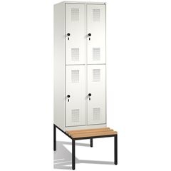 EVOLO Garderobenschrank, doppelstöckig, mit Sitzbank, 2 Abteile, je 2 Fächer, Ab