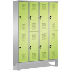 EVOLO Garderobenschrank, doppelstöckig, mit Füßen, 4 Abteile, je 2 Fächer, Abtei