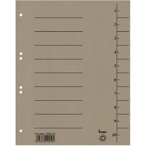 Trennblatt, Karton (RC), 250 g/m², 1-10, A4, grau