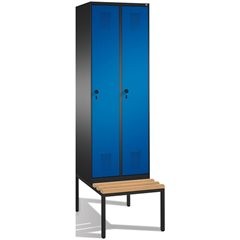 EVOLO Garderobenschrank, mit Sitzbank, 2 Abteile, Abteilbreite 300 mm, schwarzgr