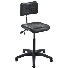 Arbeitsdrehstuhl PU-Schaum, mit Gleitern, Höhenverstellbereich 490 - 630 mm.