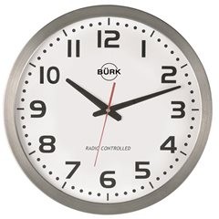 Wanduhr, Ø 400 mm, Gehäuse Edelstahl gebürstet, Funkuhrwerk.