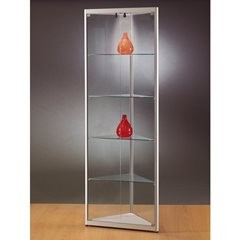 Vitrine mit LED-Deckenspot, 1 x 5 W, Höhe 2000 mm, BxT 500 x 500 mm, Eckvitrine.
