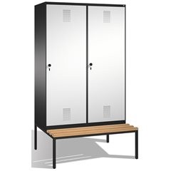 EVOLO Garderobenschrank, mit Sitzbank, Tür über 2 Abteile, 4 Abteile, 2 Türen, A