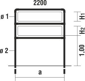 Rohrrahmen Type HD-12 für Tafelformat 2200x500mm 2x