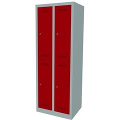 MonoBloc™ Garderobenschrank, doppelstöckig, Breite 610 mm, 2 Abteile, 4 Fächer,