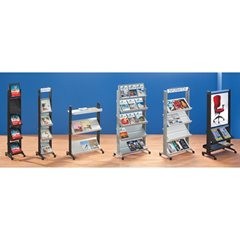 Prospektständer aus Polystyrol, für 9 x DIN A4, alusilber / alusilber.