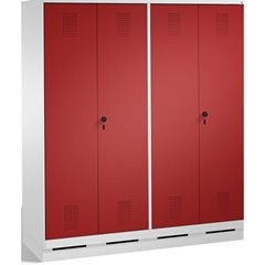 EVOLO Garderobenschrank, zueinander schlagende Türen, 4 Abteile, Abteilbreite 40
