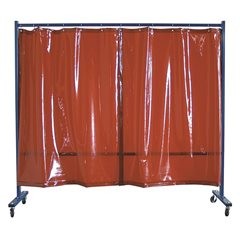 Schweißer-Schutzwand fahrbar, 1 teilige Ausführung, HxB 1900 x 2100 mm, mit Lamellenvorhang, rot.