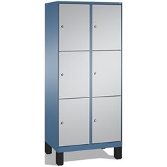 EVOLO Fächerschrank, mit Füßen, 2 Abteile, je 3 Fächer, Abteilbreite 400 mm, fer