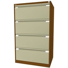 Hängeregistraturschrank, 2-bahnig, 4 Schübe, DIN A4, sepiabraun / creme.