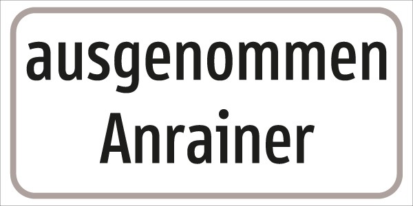 §54/5 Zusatztafel Text: ausgenommen Anrainer