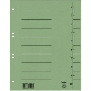 Trennblatt, Karton (RC), 250 g/m², 1-10, A4, grün