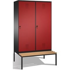 EVOLO Garderobenschrank, mit Sitzbank, Tür über 2 Abteile, 4 Abteile, 2 Türen, A