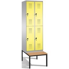 EVOLO Garderobenschrank, doppelstöckig, mit Sitzbank, 2 Abteile, je 2 Fächer, Ab