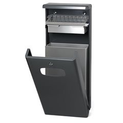 Wandabfallsammler mit Ascher, Volumen 32 l, BxHxT 400 x 950 x 190 mm, anthrazit.