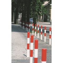 Sperrpfosten Morion, zum Einbetonieren, 70 x 70 mm, rot-weiß lackiert, 1 Öse.