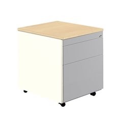 Schubladencontainer mit Rollen, HxT 579 x 600 mm, 1 Materialschub, 1 Hängeregistratur, reinweiß / we
