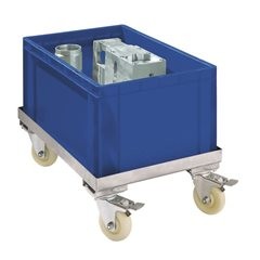 Edelstahl-Fahrgestell, Tragfähigkeit 250 kg, LxB 610 x 410 mm, ab 5 Stk.
