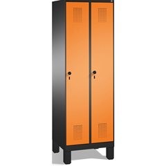 EVOLO Garderobenschrank, mit Füßen, 2 Abteile, Abteilbreite 300 mm, schwarzgrau