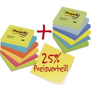 Haftnotiz, Sparpack Active/Dream, 76x76mm, sort., 100Bl.
