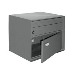 Briefkasten, BxHxT 390 x 315 x 310 mm, Stahlblech, pulverbeschichtet, grau.