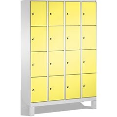 EVOLO Fächerschrank, mit Füßen, 4 Abteile, je 4 Fächer, Abteilbreite 300 mm, lic