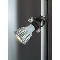 Vitrine, BxTxH 1000 x 400 x 1972 mm, LED-Beleuchtung, Leuchtkopf-Ø 35 mm, ohne Unterschrank.