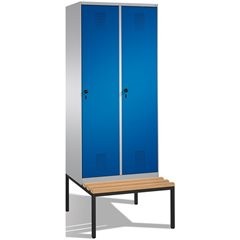 EVOLO Garderobenschrank, mit Sitzbank, 2 Abteile, Abteilbreite 400 mm, weißalumi