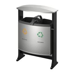 Abfallbehälter, mit Dach, Volumen 78 l, BxHxT 405 x 1000 x 720 mm, Inneneimer, Kunststoff.