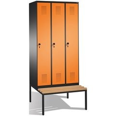 EVOLO Garderobenschrank, mit Sitzbank, 3 Abteile, Abteilbreite 300 mm, schwarzgr