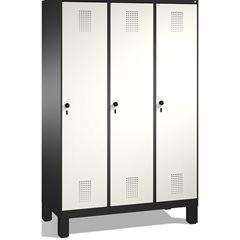 EVOLO Garderobenschrank, mit Füßen, 3 Abteile, Abteilbreite 400 mm, schwarzgrau