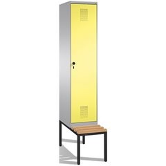 EVOLO Garderobenschrank, mit Sitzbank, 1 Abteil, Abteilbreite 400 mm, weißalumin