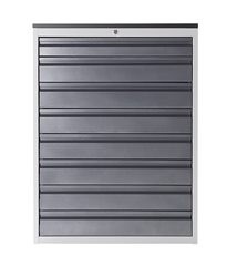 Schubladenschrank mit Teleskopführungen, Höhe 1030 mm, Schubladen 1 x 90, 7 x 120 mm, lichtgrau / en
