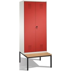 EVOLO Garderobenschrank, zueinander schlagende Türen, mit Sitzbank, 2 Abteile, A